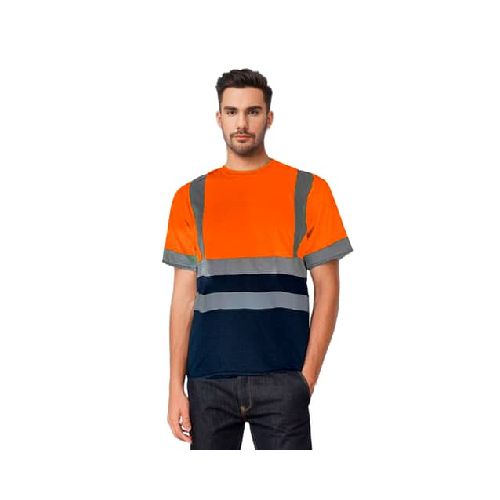 Remera Básica Manga Corta Reflectivo Naranja Azul - MundoTrabajo