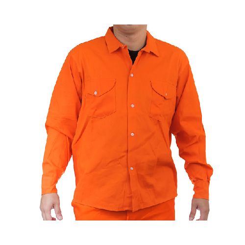 Camisa Básica Trabajo Hombre Naranja Manga Larga - MundoTrabajo