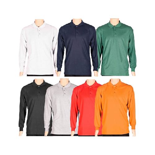 Remera Polo Hombre Manga Larga Colores Varios - MundoTrabajo