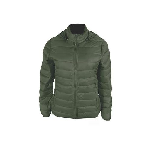 Campera Inflada Dama Capucha Desmontable Verde - MundoTrabajo