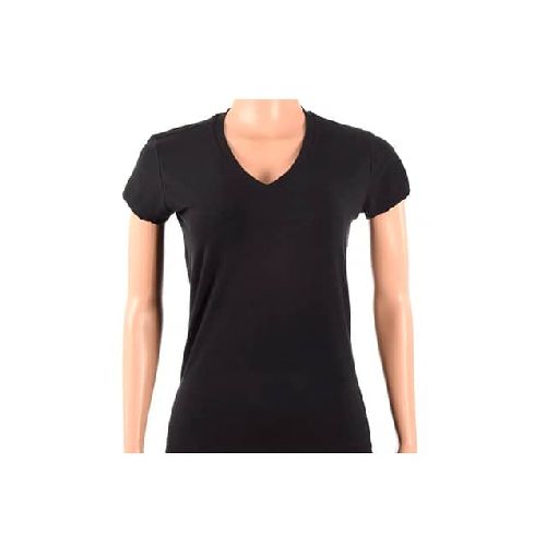 Remera Básica Mujer Escote V Negro - MundoTrabajo