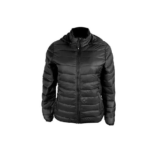 Campera Inflada Dama Capucha Desmontable Negro - MundoTrabajo