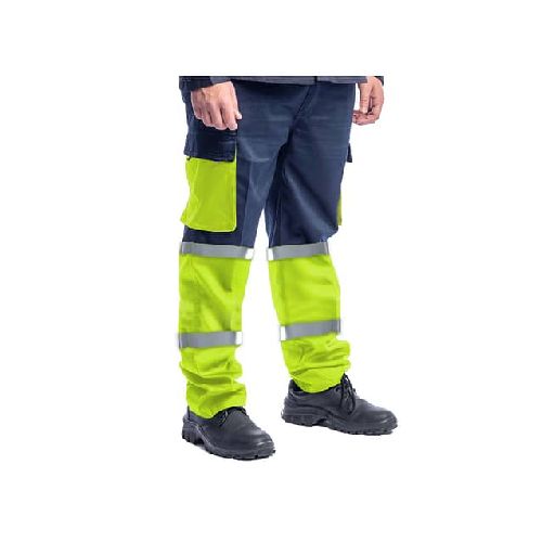 Pantalón Cargo Trabajo Industrial Azul Con Reflectivo Fluor - MundoTrabajo