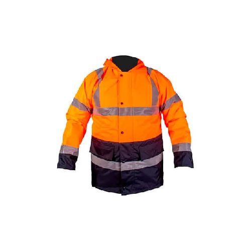 Campera Parka Trabajo Impermeable Naranja Flúo Y Azul - MundoTrabajo