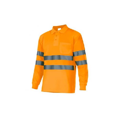 Remera Polo Manga Larga Reflectivo Naranja - MundoTrabajo