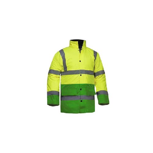 Campera Parka Reflectiva Combinada Amarillo Y Verde Manzana - MundoTrabajo