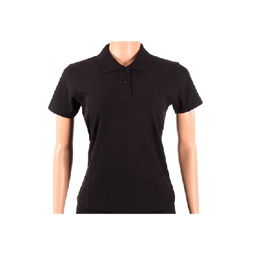 Remera Polo Manga Corta Dama Negro - MundoTrabajo