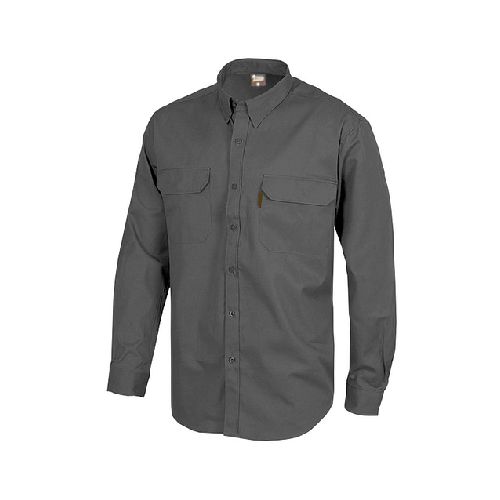 Camisa Básica Trabajo Hombre Gris Manga Larga - MundoTrabajo