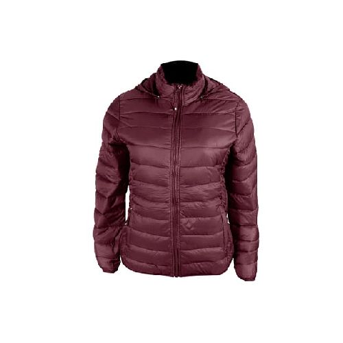 Campera Inflada Dama Capucha Desmontable Bordeaux - MundoTrabajo