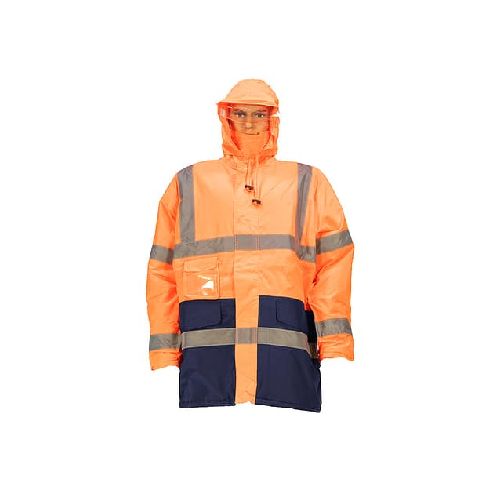 Campera Parka Reflectiva Combinado Naranja Y Azul - MundoTrabajo