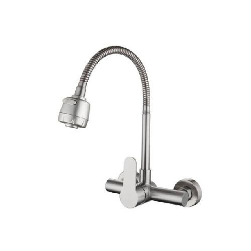 Canilla monocomando de cocina c/pico flexible Acero inox