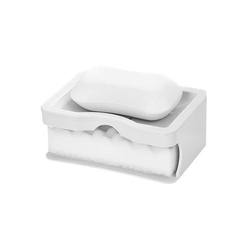 Jabonera y Porta esponja Blanco 12,5x8,5x5cm J&S home - Jabonera Y Porta Esponja Blanco 12,5x8,5x5cm J&s Home — Todo Acá Mejores Precios