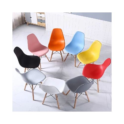 SILLA DE COMEDOR EAMES CON BASE DE MADERA - VARIOS COLORES