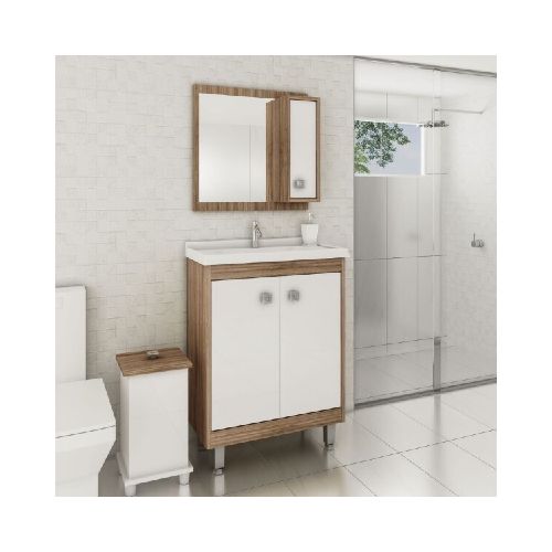 MUEBLE DE BAÑO 60 CM CON MESADA Y ESPEJO - BLANCO