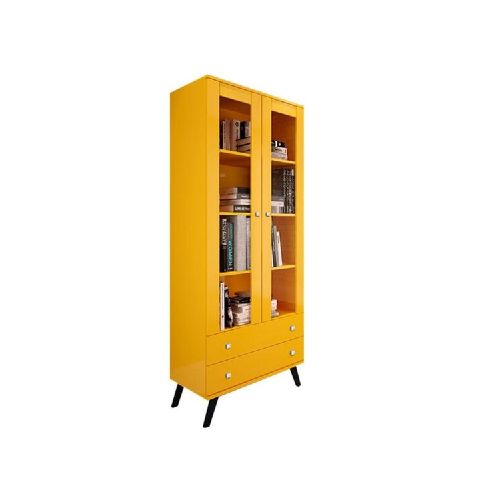 CRISTALERO RETRO 63 CM CON PUERTA DE VIDRIO - AMARILLO