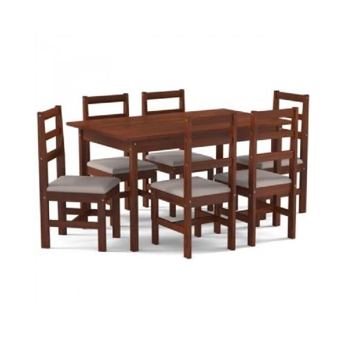 JUEGO DE COMEDOR MAHOGANY MESA + 6 SILLAS - MADERA MACIZA