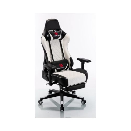 SILLA GAMER CON PARLANTES, LUCES Y ALMOHADON MASAJEADOR - BLANCA/NEGRA