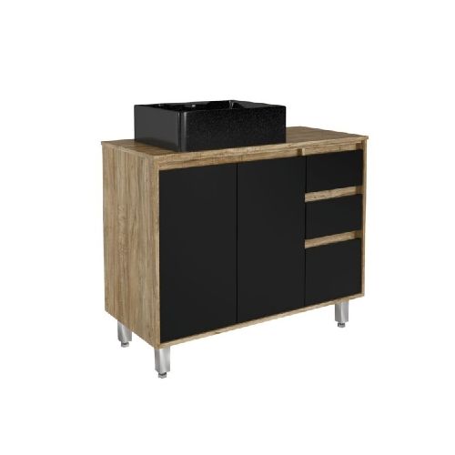 MUEBLE DE BAÑO 100 CM SIN BACHA - NEGRO