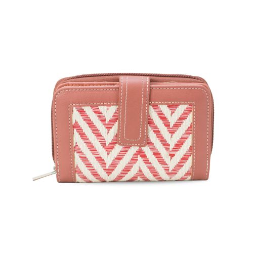 BILLETERA AGNES - ZIGZAG CRUDO Y CORAL