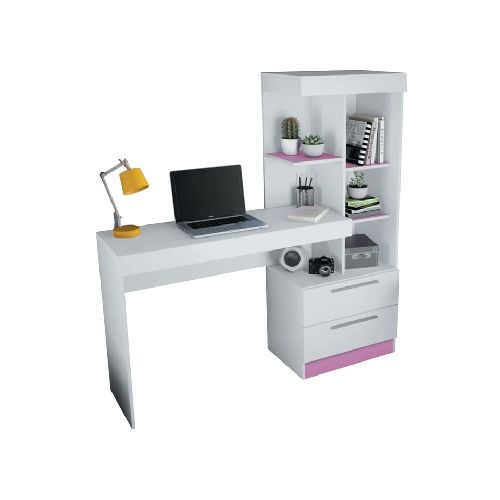 Escritorio simple Office Plus de melamina con cajones blanco SM