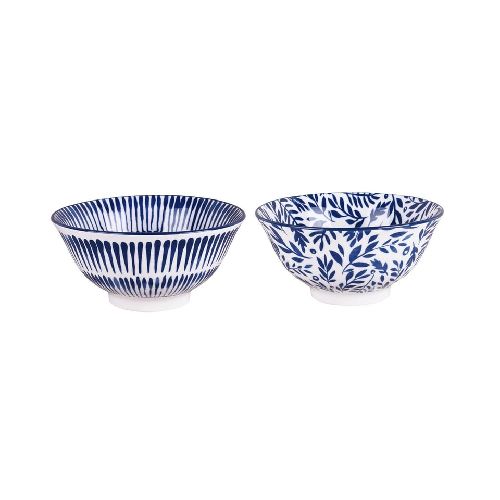 Set de 4 bowls 16.5 cm azul y blanco Just Home Collection