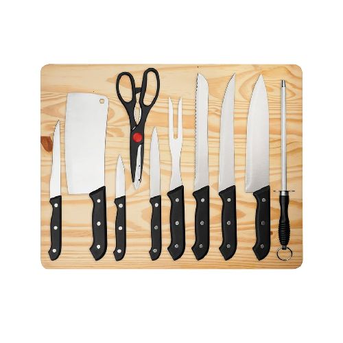 Set de 10 utensilios de cocina y 1 tabla de picar Just Home Collection