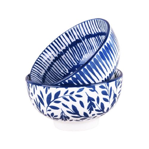 Set de 4 bowls 12 cm azul y blanco Just Home Collection