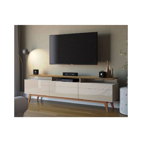 Rack de TV Classic off white con repisa 218 x 65.5 x 40.3 cm SM