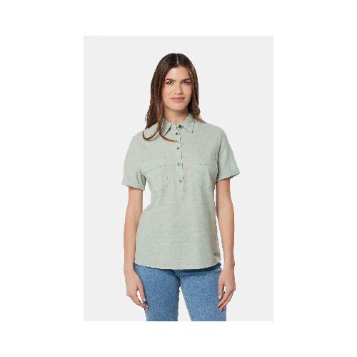 CAMISA DE LINO MEDIO BOTÓN - Verde