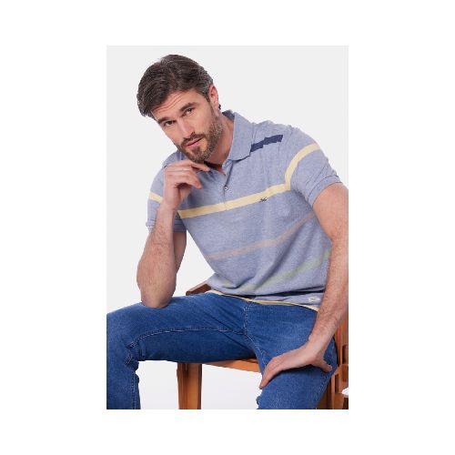 REMERA POLO JERSEY RAYADA - Denim