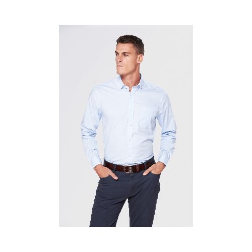 CAMISA CUELLO DE VESTIR LISA - Azul