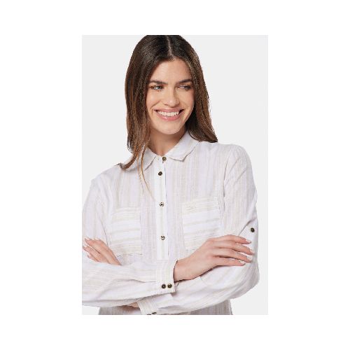 CAMISA DE LINO RAYADA - Beige