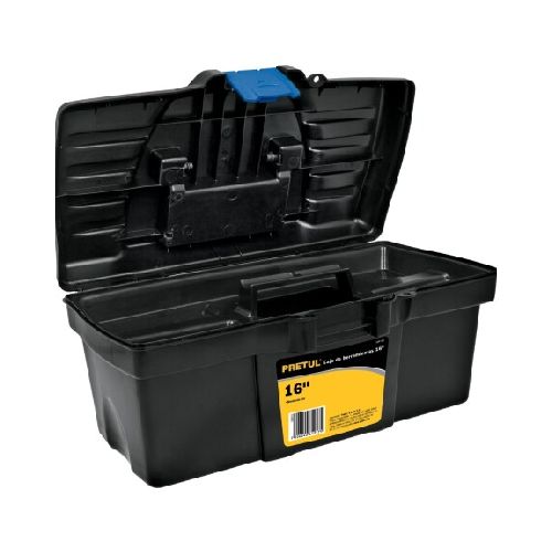 CAJA HERRAMIENTAS (51X25X25) POLIPROPILENO NEGRA BROCHE AZUL PRETUL CHP-19Z