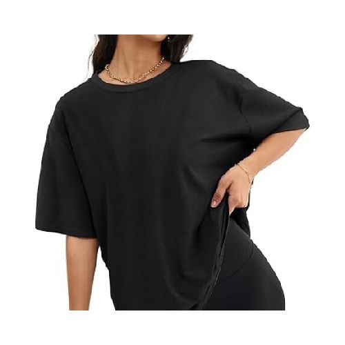 Camiseta oversize lisa - Negro