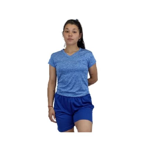 Camiseta Dry Fit Lady Jaspeada - Azul francia