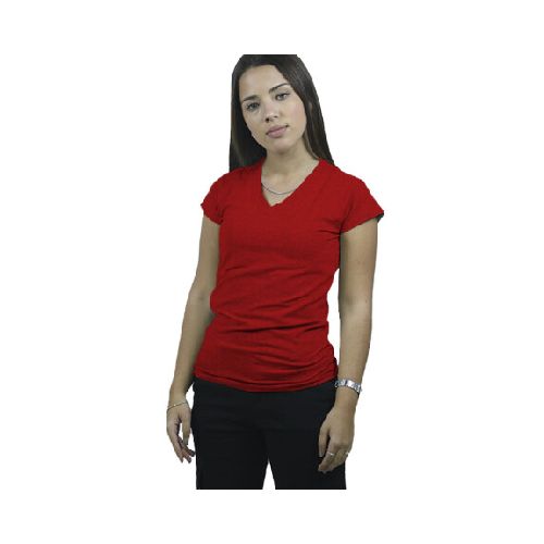 Remera Clásica Dama Escote V - Rojo