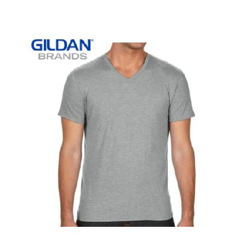 Camiseta Básica Gildan Escote V - Gris melange