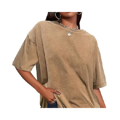 Camiseta oversize jaspeada - Marrón