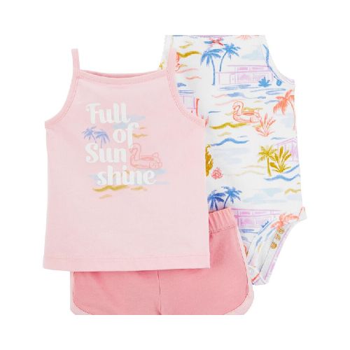 SET CON SHORT MUSCULOSA Y BODY ALGODON NIÑA BB CARTERS 12M