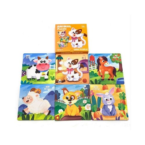 PUZZLE CARTON X 6 ANIMALES 20