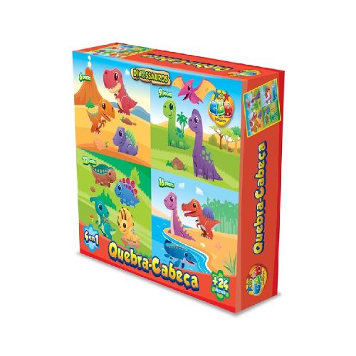 PUZZLE CARTON X 4 43 PZAS DINOSAUR GB 1007