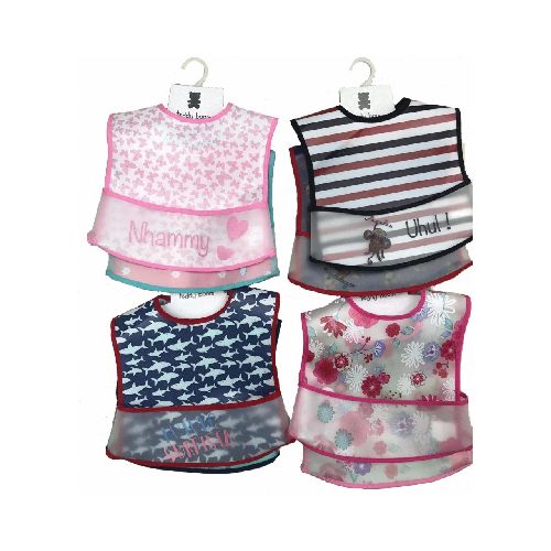 Pack 2 Baberos Iimpermeables con velcro y Bolsillo