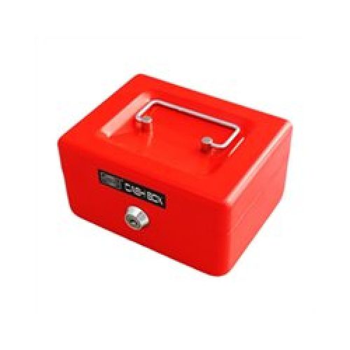 CAJA FUERTE METALICA CON LLAVE 15 X 12 ROJA