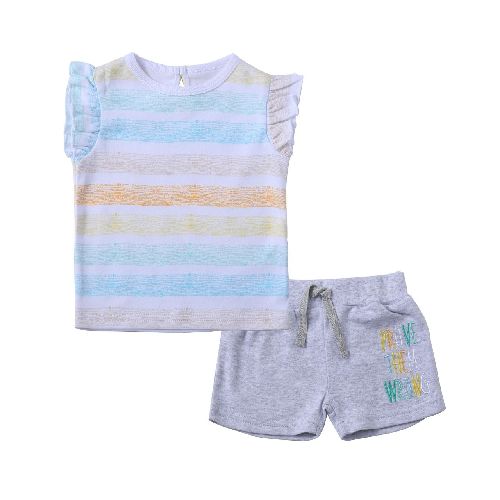 CONJ REMERA Y SHORT ARCO IRIS 2T