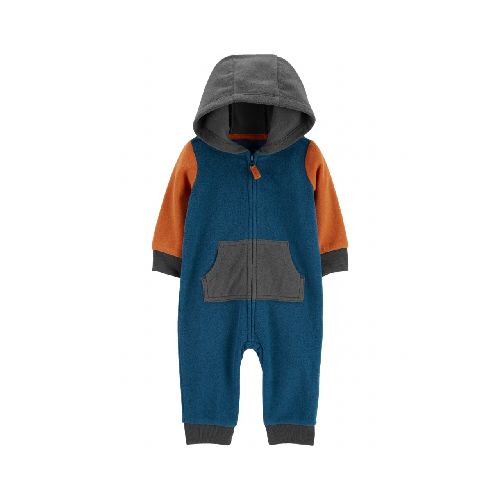 MAMELUCO MICROPOLAR CAPUCHA Y BOLSILLOS BLOQUE COLORES CARTERS 12M