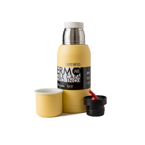 TERMO TERRANO 750ML DOBLE TAPON AMARILLO PASTEL