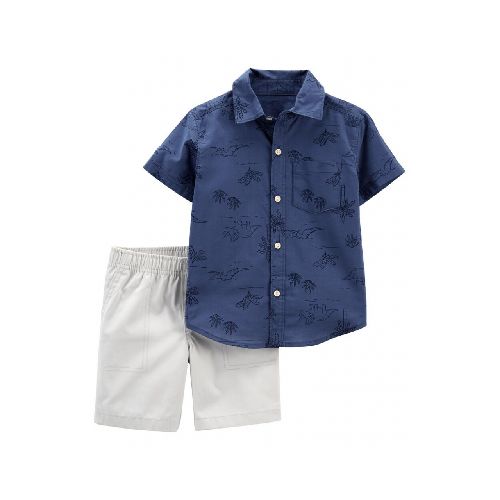 SET 2PC DE ALG CON SHORT Y CAMISA MC ESTAMPADO DINOSAURIO NIÑO 5 AÑOS