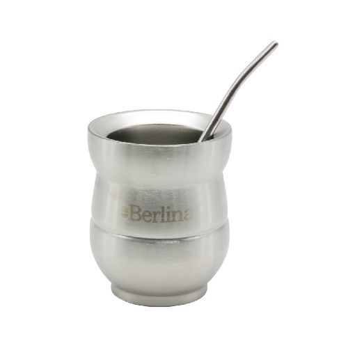 MATE CON BOMBILLA ACERO INOXIDABLE 140ML PLATEADO BERLINA