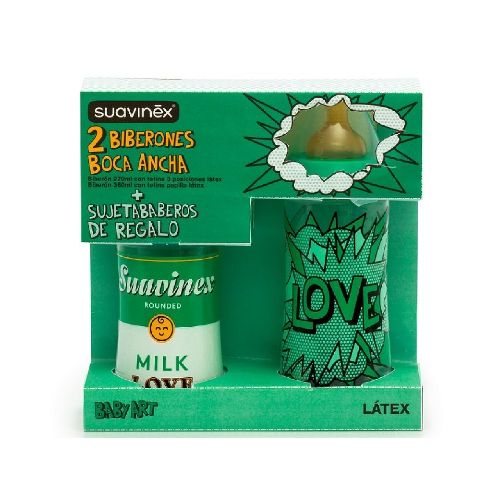 MAMADERA SUAVINEX X 2 + SUJETA BABE (270+360ML) VERDE