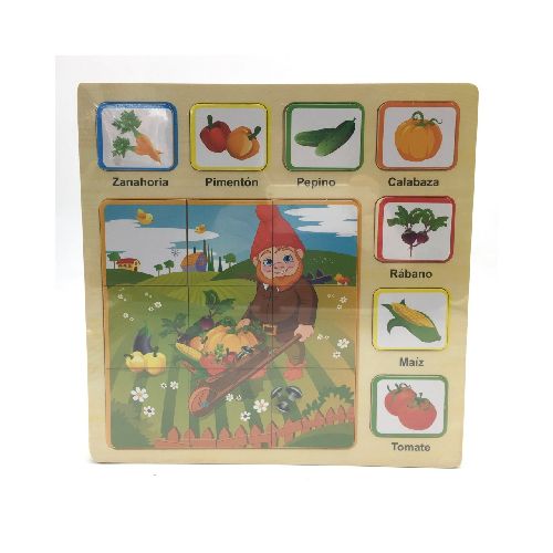 PUZZLE MADERA 16PZAS FRUTAS VERDURAS